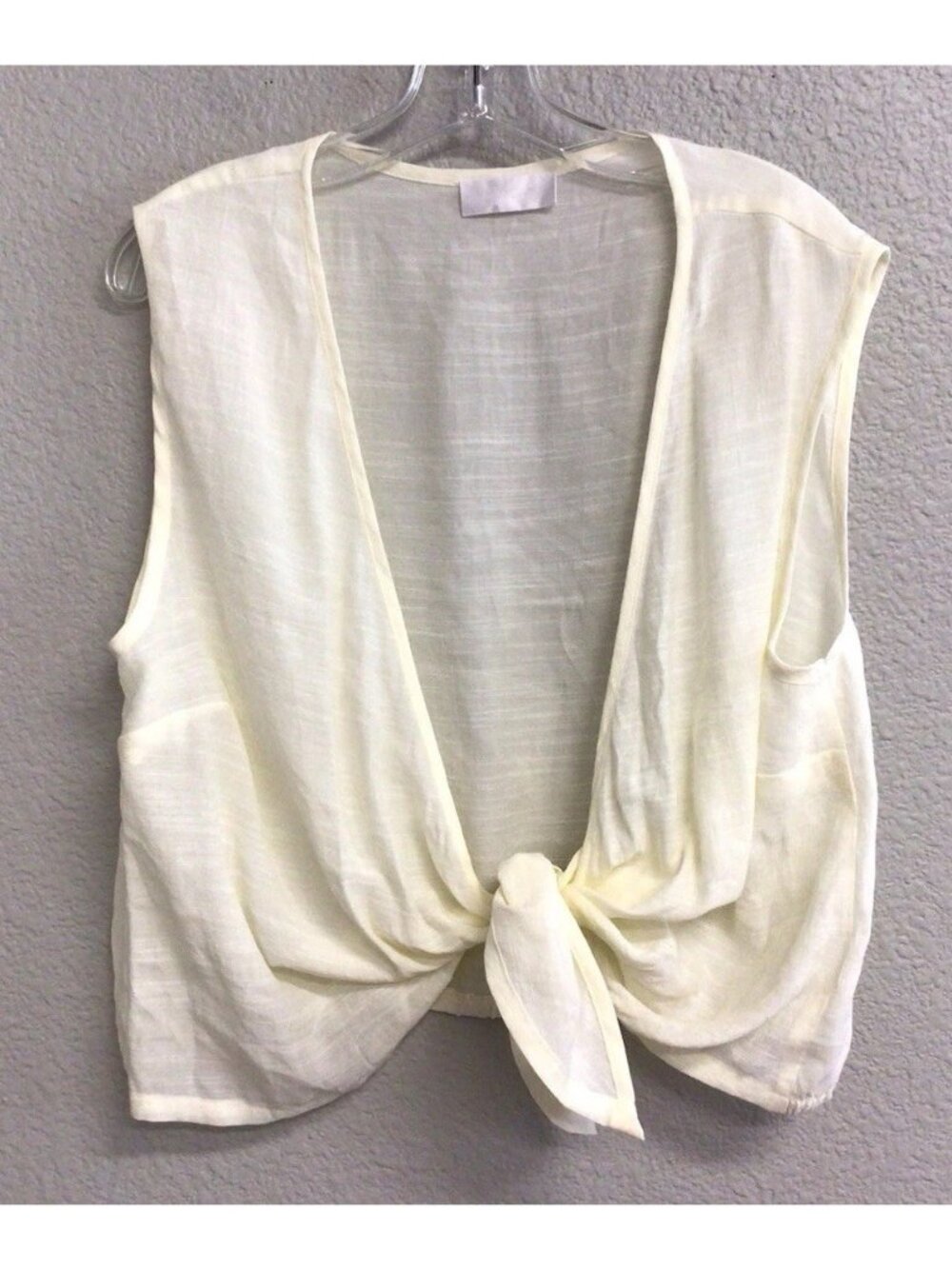 Women’s Monday Yellow Open Front Tie Blouse Top Size Medium
